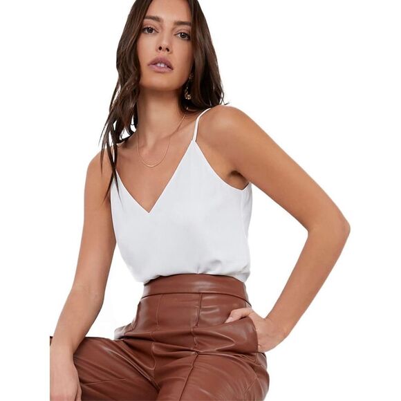 NEW Deep V Neck Adjustable Spaghetti Strap Cami Tank Top Chiffon M - Picture 3 of 8